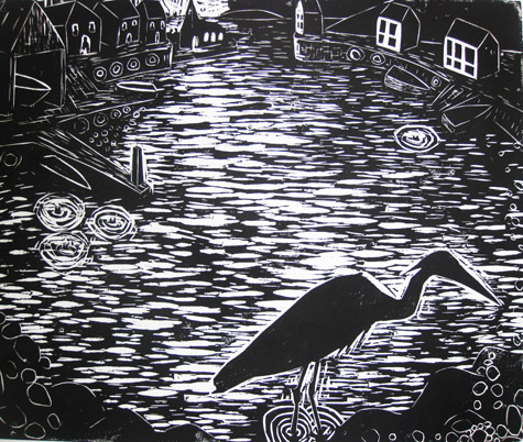 Night Hegri - woodcut by Paul Bloomer