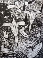 Paul Bloomer woodcut . - 122 x 92cm