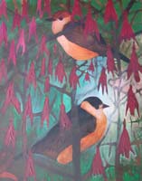 Paul Bloomer. Blackcaps on fuschia.