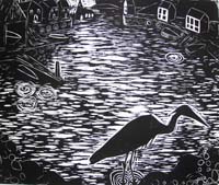 Paul Bloomer woodcut. Night Hegri - 61 x 74cm