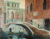 Lesley Burr art. Venetian bridge painting