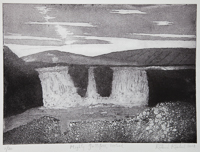 Mighty Gullifoss etching aquatint, by Richard Rowland