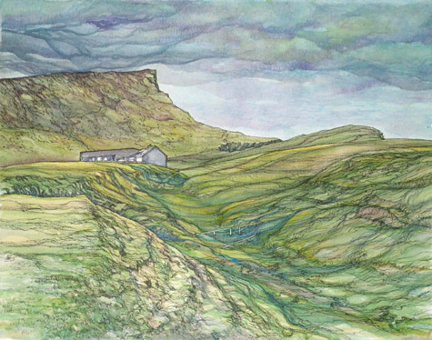 Watercolour of Ristie, Foula. 47 x 38cm
