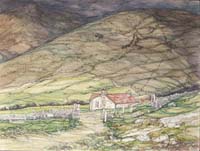 Joyce Wark. watercolour Blo'burn Hoose, Foula.