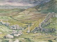 Joyce Wark. watercolour Blo'burn Valley, Foula