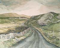 Joyce Wark. watercolour of Sandness in Shetland