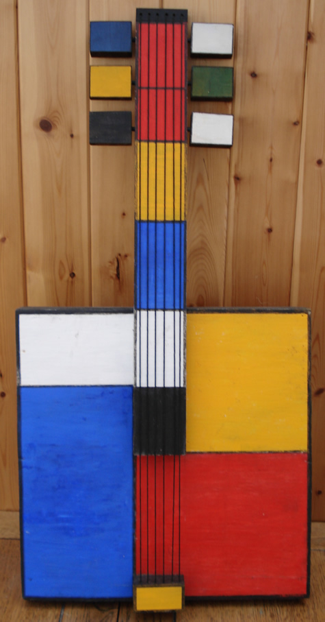 Mondrian's Guitar  - mixed media